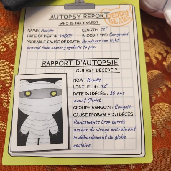 Very Rare "Bundle" the Mummy Deddy Bear w/ Body Bag - NWT - Picture 4 of 5